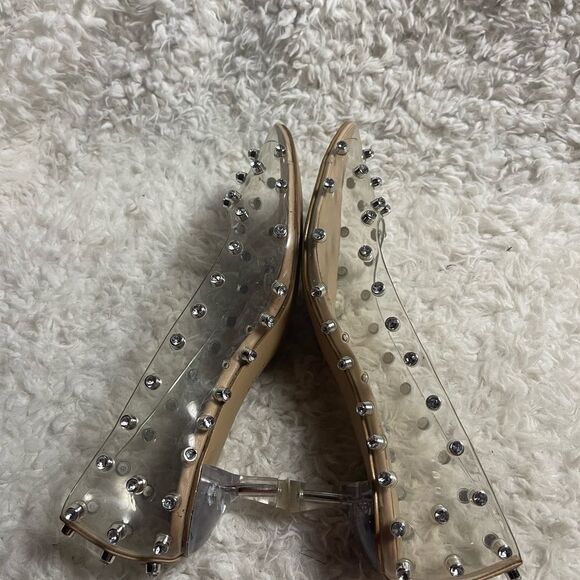 Gianni Bini clear slip on kitten heels studded rhinestones accents SZ 10M - Picture 6 of 12